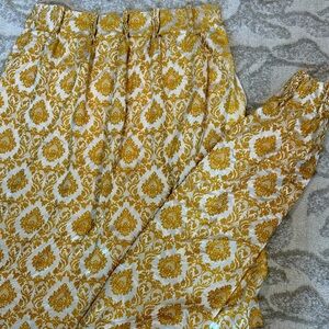 Vintage harvest gold and cream colored pinch pleat curtains